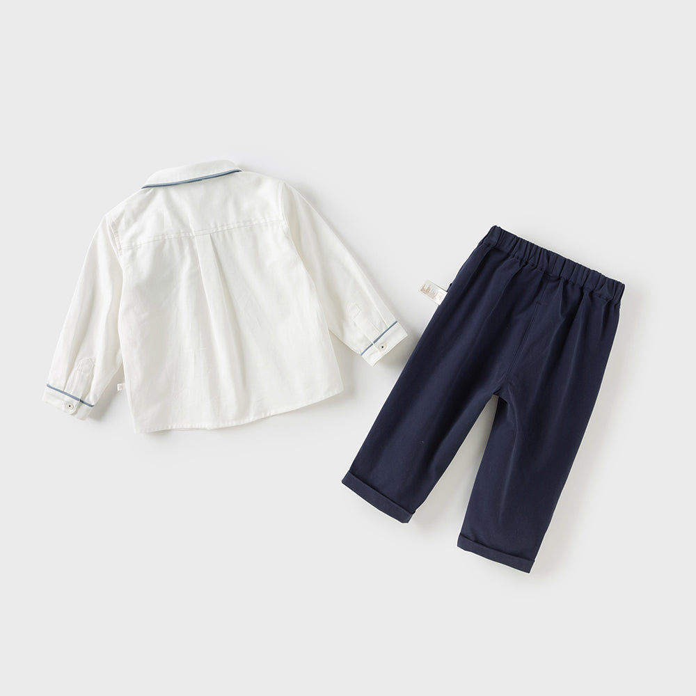Dave&Bella Toddler Boys Cotton Formal College Style Shirt Pant Sets