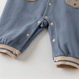 Dave&Bella Baby Boys Grey Blue Cute Long-sleeved One-Piece Romper