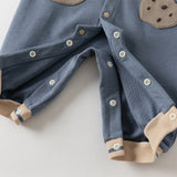 Dave&Bella Baby Boys Grey Blue Cute Long-sleeved One-Piece Romper