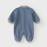 Dave&Bella Baby Boys Grey Blue Cute Long-sleeved One-Piece Romper