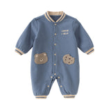 Dave&Bella Baby Boys Grey Blue Cute Long-sleeved One-Piece Romper