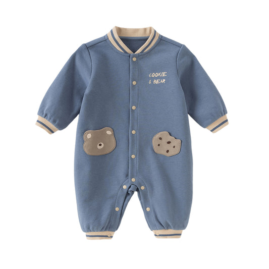 Dave&Bella Baby Boys Autumn Grey Blue Cute Romper One-Piece Bodysuit