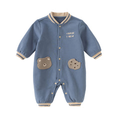 Dave&Bella Baby Boys Autumn Grey Blue Cute Romper One-Piece Bodysuit