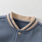 Dave&Bella Baby Boys Grey Blue Cute Long-sleeved One-Piece Romper