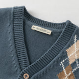 Dave&Bella Toddler Boys Grey Blue Cotton V-collar Vests