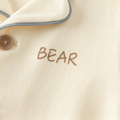 Dave&Bella Boys Autumn Cotton Beige Bear Print Knitted Pajamas Homewear Two Piece Set