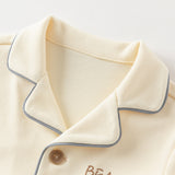Dave&Bella Toddler Boys Cotton Beige Bear Print Knit Home-wear Two Piece Pajamas