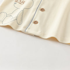 Dave&Bella Boys Autumn Cotton Beige Bear Print Knitted Pajamas Homewear Two Piece Set