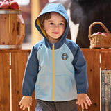 Dave&Bella Kids Girls/Boys Sea Blue/Purple Pink Outdoor Hooded Fleece Coat