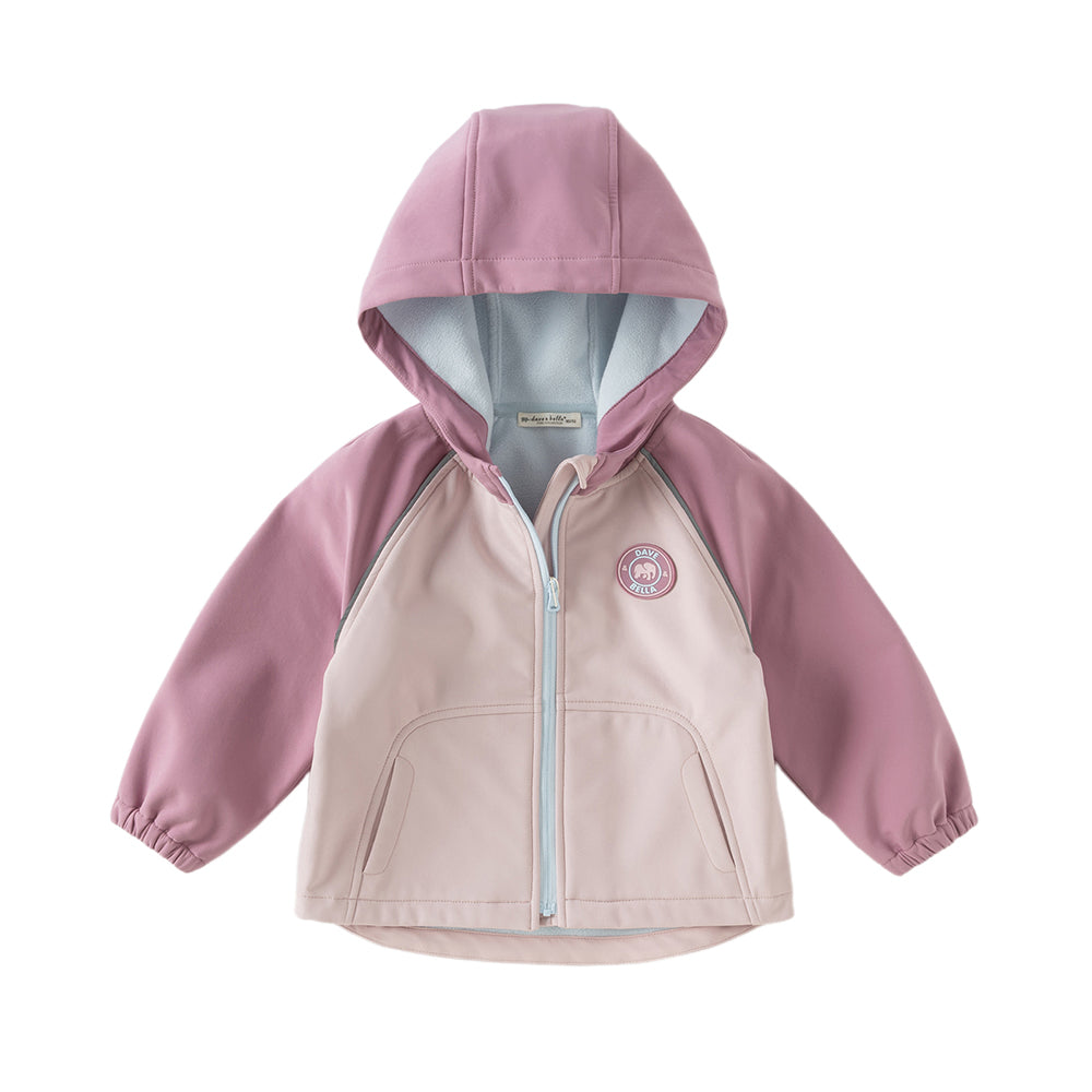 Dave&Bella Kids Girls/Boys Autumn Sea Blue/Purple Pink Outdoor Hooded Fleece Coat