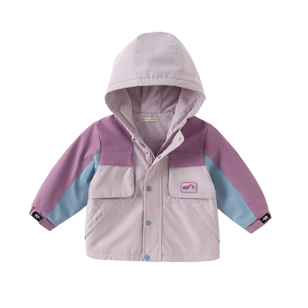 Dave&Bella Kids Girls/Boys Orange/Purple Outdoor Warm Hooded Fleece Jackets