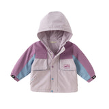 Dave&Bella Kids Girls/Boys Orange/Purple Outdoor Warm Hooded Fleece Jackets