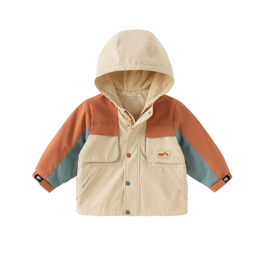 Dave&Bella Kids Girls/Boys Orange/Purple Outdoor Warm Hooded Fleece Jackets