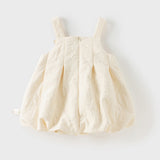 Dave&Bella Toddler Girls Cream Yellow Sleeveless Pinafore Dress