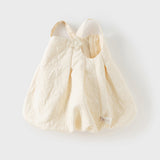 Dave&Bella Toddler Girls Cream Yellow Sleeveless Pinafore Dress