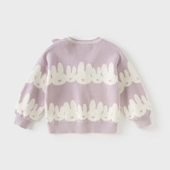 Dave&Bella Toddler Girls Autumn Purple Cotton Rabbit Print Sweater Cardigans Coats