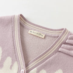 Dave&Bella Toddler Girls Autumn Purple Cotton Rabbit Print Sweater Cardigans Coats