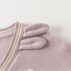 Dave&Bella Toddler Girls Autumn Purple Cotton Rabbit Print Sweater Cardigans Coats