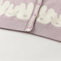 Dave&Bella Toddler Girls Autumn Purple Cotton Rabbit Print Sweater Cardigans Coats
