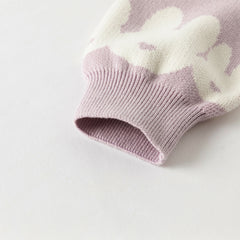 Dave&Bella Toddler Girls Autumn Purple Cotton Rabbit Print Sweater Cardigans Coats