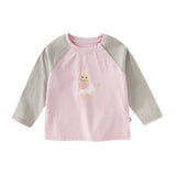 Dave&Bella Toddler Girls Purple Pink Rabbit Print Cotton Playful T-Shirts Tops