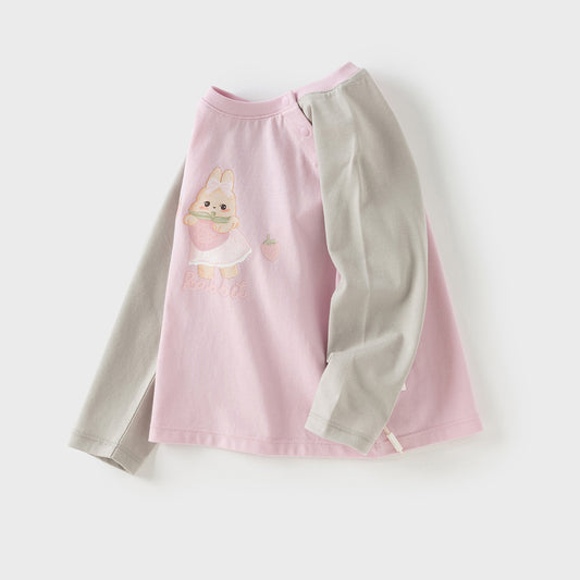 Dave&Bella Toddler Girls Autumn Purple Pink Rabbit Print Cotton  Playful T-Shirts Tops