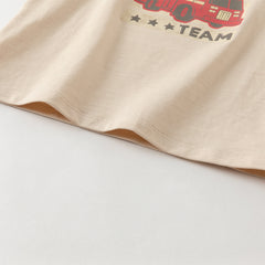 Dave&Bella Boys Autumn Cotton Car Print Apricot Casual T-shirt Top