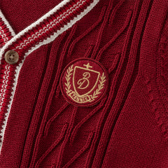 Dave&Bella Toddler Boys Autumn Dark Red Cotton Sweater Cardigans Coat