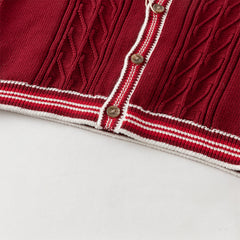 Dave&Bella Toddler Boys Autumn Dark Red Cotton Sweater Cardigans Coat