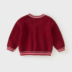 Dave&Bella Toddler Boys Autumn Dark Red Cotton Sweater Cardigans Coat