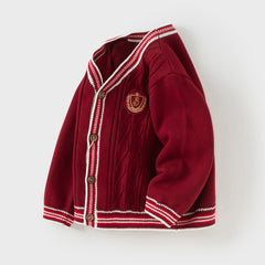 Dave&Bella Toddler Boys Autumn Dark Red Cotton Sweater Cardigans Coat