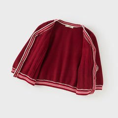 Dave&Bella Toddler Boys Autumn Dark Red Cotton Sweater Cardigans Coat