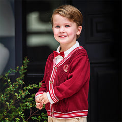 Dave&Bella Toddler Boys Autumn Dark Red Cotton Sweater Cardigans Coat