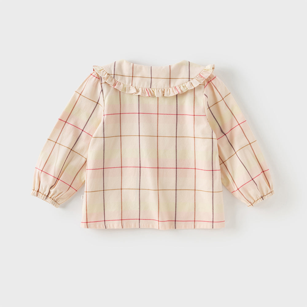Dave&Bella Toddler Girls Cotton Sweet Plaid Doll Collar Shirt Top