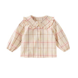 Dave&Bella Toddler Girls Cotton Sweet Plaid Doll Collar Shirt Top