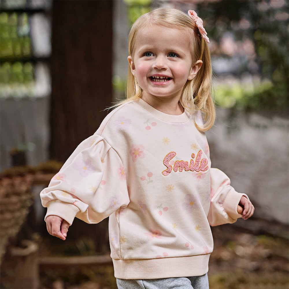 Dave&Bella Toddler Girls Toddler Sweet Pink Floral Sweatshirts Tops