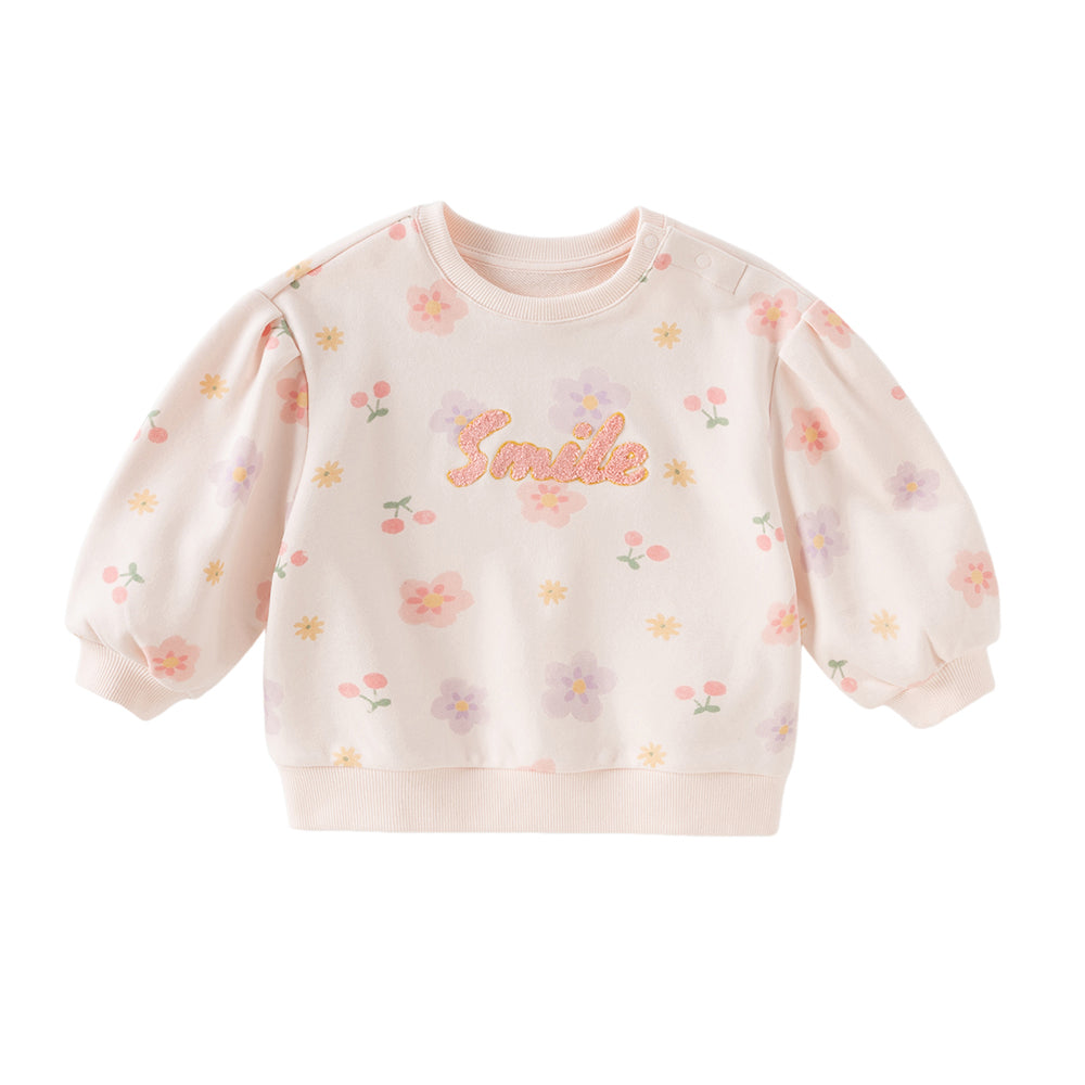 Dave&Bella Toddler Girls Toddler Sweet Pink Floral Sweatshirts Tops