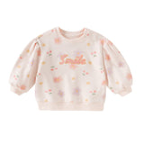 Dave&Bella Toddler Girls Toddler Sweet Pink Floral Sweatshirts Tops