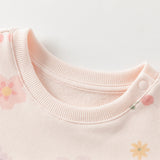 Dave&Bella Toddler Girls Toddler Sweet Pink Floral Sweatshirts Tops