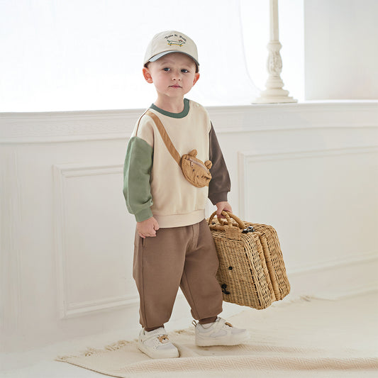 Dave&Bella Girls/Boys Autumn Colorblocked Cotton Long Sleeve T-Shirt
