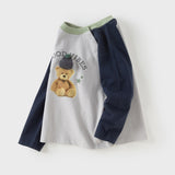Dave&Bella Girls/Boys Toddler Cotton Grey/Pink Bear Print Breathable T-Shirts