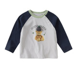 Dave&Bella Girls/Boys Toddler Cotton Grey/Pink Bear Print Breathable T-Shirts
