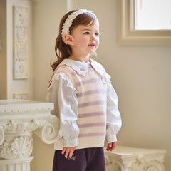 Dave&Bella Toddler Girls Autumn Adorable Purple Striped Vest Tops