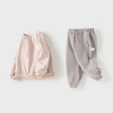 Dave&Bella Toddler Girls Grey Pink Sweatshirt Pants Sports Suits