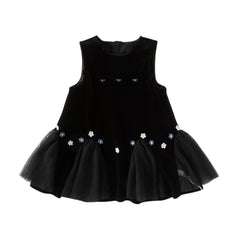 Dave&Bella Toddler Girls Autumn Black Top Pinafore Dress Two-Piece Set