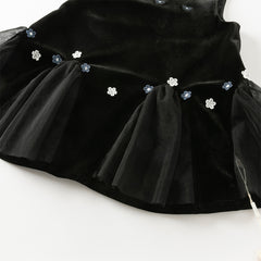 Dave&Bella Toddler Girls Autumn Black Top Pinafore Dress Two-Piece Set