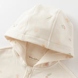 Dave&Bella Girls Toddler Beige Print Hooded Cardigan Jackets