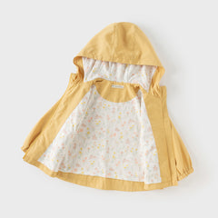 Dave&Bella Toddler Girls Autumn Yellow Outwear Hooded Coat