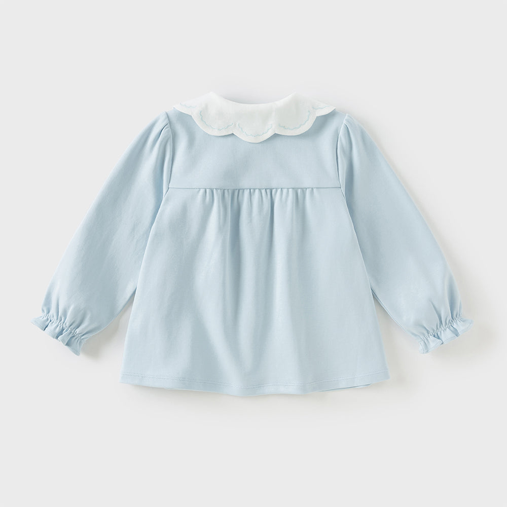Dave&Bella Girls Toddler Cotton Casual Neckline Embroidered T-Shirts