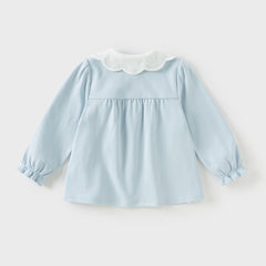 Dave&Bella Girls Autumn Cotton Casual Neckline Embroidered Shirt Blouse